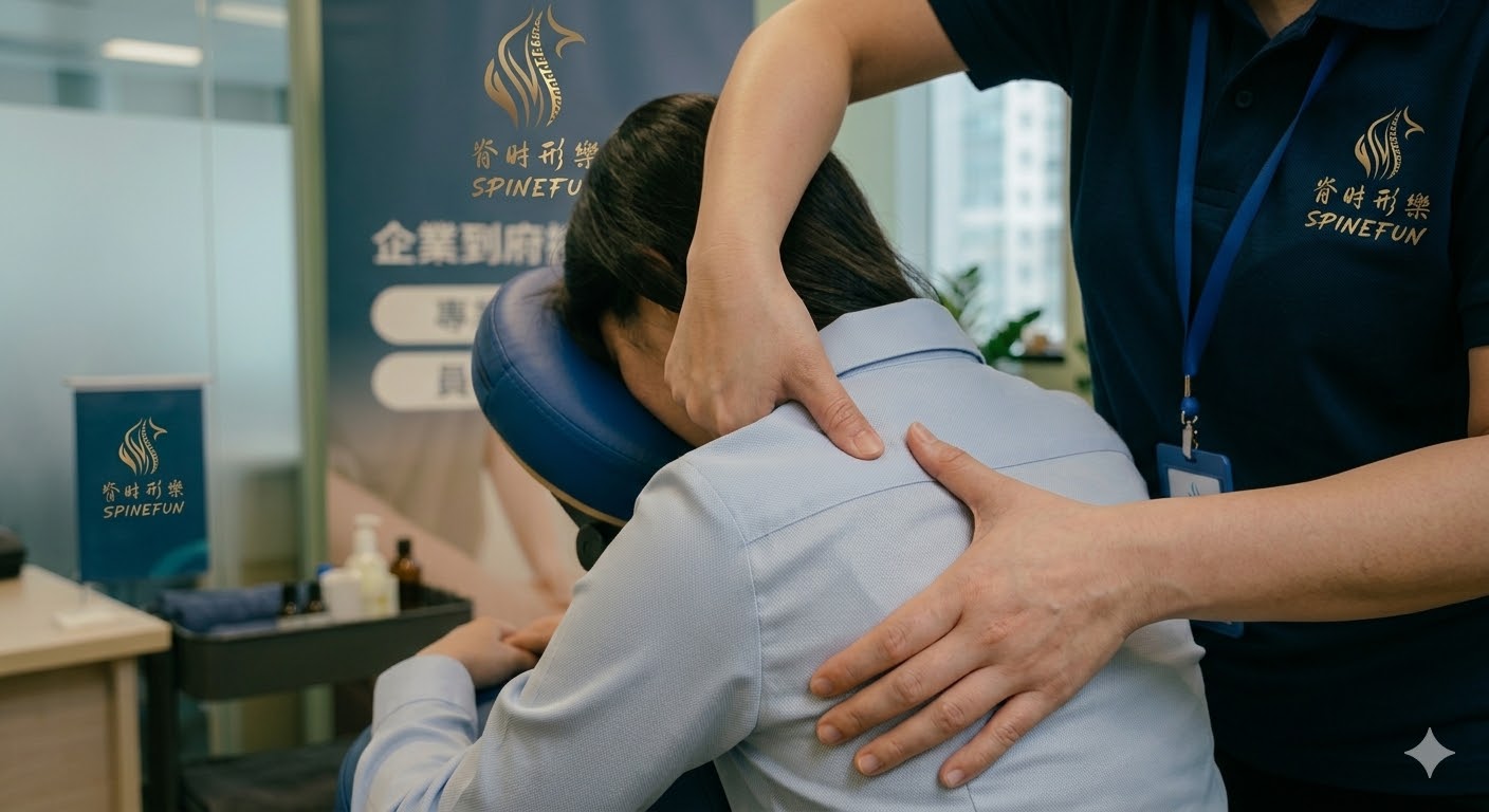 台中企業按摩服務現場-脊時形樂專業到府按摩